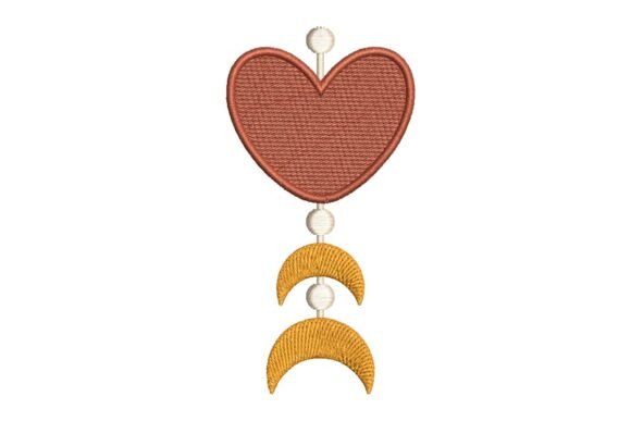Boho Heart and Moon Phases Mobile Embroidery