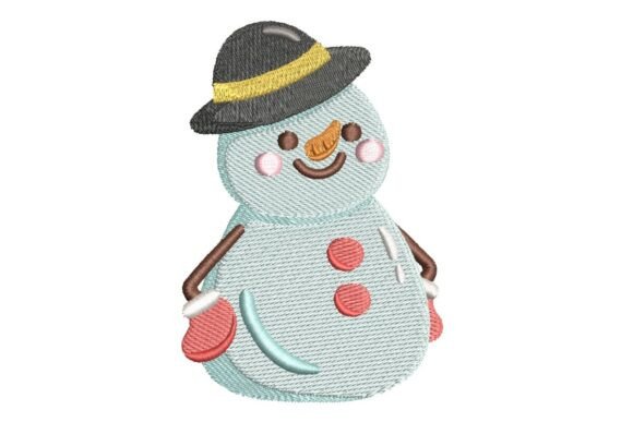 Cheerful Snowman in Top Hat Embroidery Design