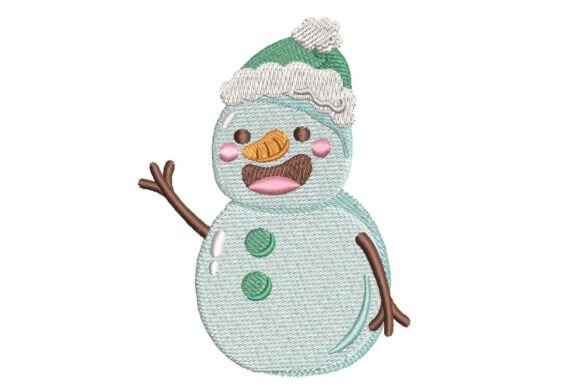 Cheerful Waving Snowman Embroidery Design
