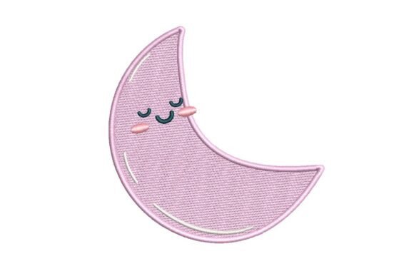 Cute Sleeping Pink Crescent Moon Embroidery Design Review