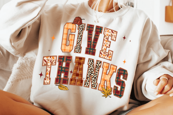 Faux Embroidery Give Thanks Png Varsity