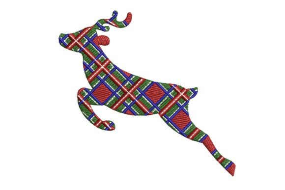 Festive Plaid Reindeer Embroidery Design