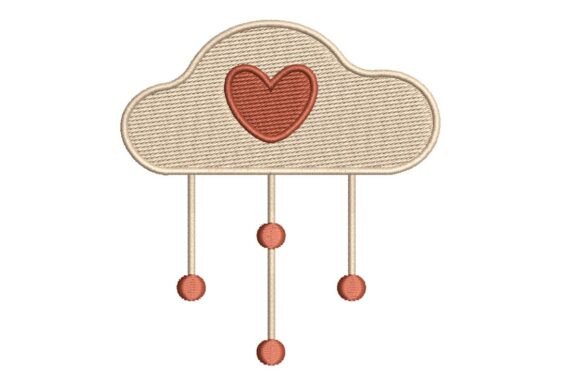 Heart Cloud with Hanging Orbs Embroidery Design