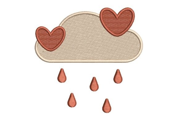 Loving Rain Cloud with Hearts Embroidery Design