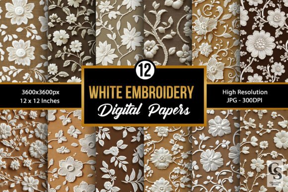 White Needlework Embroidery Floral Paper Review