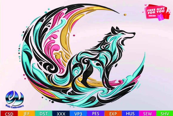 Wolf Embroidery Design for Creative Projects